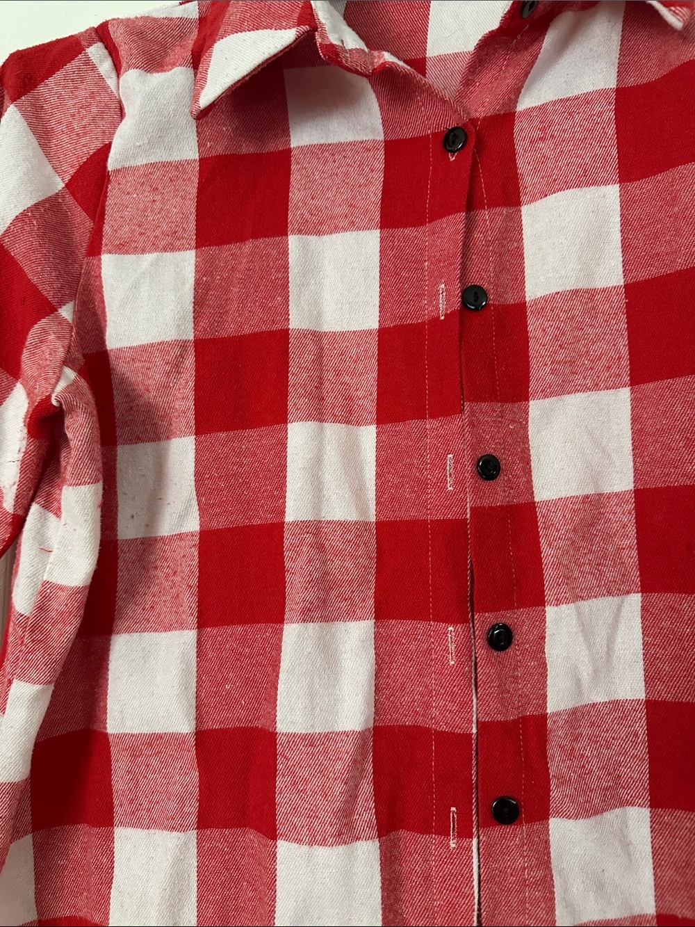 SHEIN Red and White Checked Button-Down Shirt - Picture 2 of 3